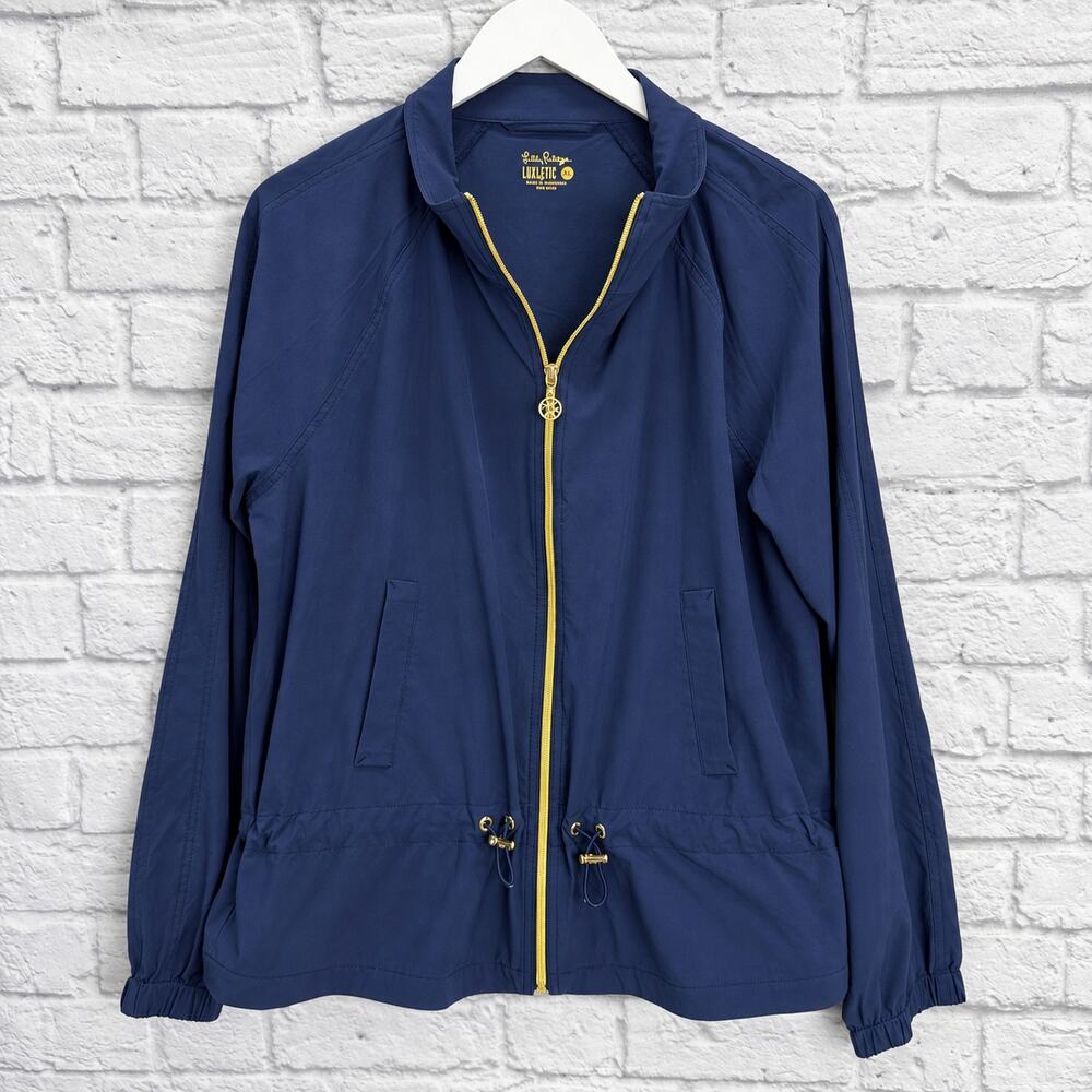 Lilly Pulitzer Luxletic Womens Full Zip Track Jacket Size XL Navy Blue